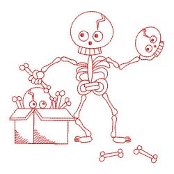 Redwork Halloween Skeleton 2 08(Lg)