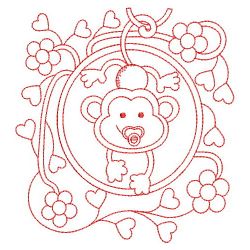 Redwork Baby Monkey 05(Lg) machine embroidery designs
