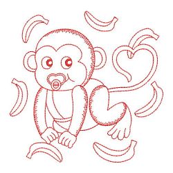 Redwork Baby Monkey 06(Sm) machine embroidery designs