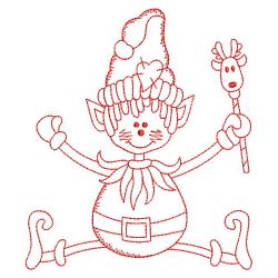 Redwork Christmas Elf 2 01(Md) machine embroidery designs