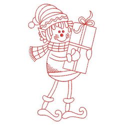 Redwork Christmas Elf 2 03(Md) machine embroidery designs