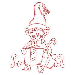 Redwork Christmas Elf 2 04(Md) machine embroidery designs