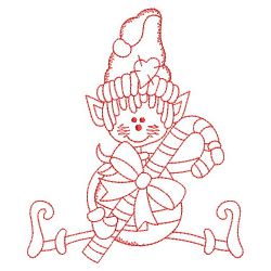 Redwork Christmas Elf 2 09(Md) machine embroidery designs