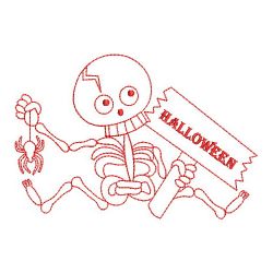 Redwork Halloween Skeleton 3 03(Sm)