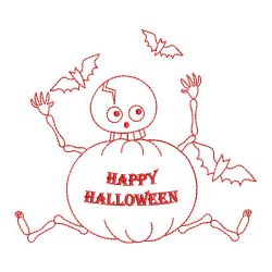 Redwork Halloween Skeleton 3 10(Sm) machine embroidery designs