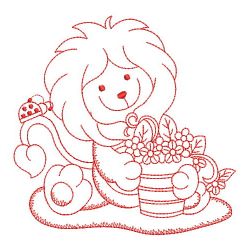 Redwork Gardening Lion 02(Md) machine embroidery designs