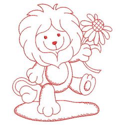 Redwork Gardening Lion 04(Sm)