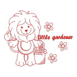 Redwork Gardening Lion 07(Md) machine embroidery designs