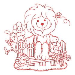 Redwork Gardening Lion 08(Md) machine embroidery designs