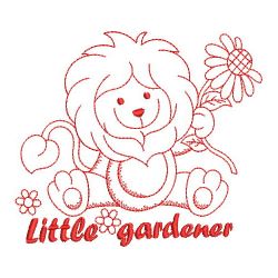 Redwork Gardening Lion 09(Md) machine embroidery designs
