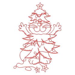 Redwork Christmas Cat 01(Lg) machine embroidery designs