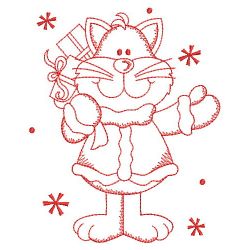 Redwork Christmas Cat 02(Md) machine embroidery designs