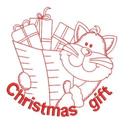 Redwork Christmas Cat 03(Md) machine embroidery designs