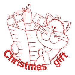 Redwork Christmas Cat 03(Lg)