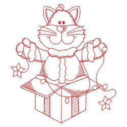 Redwork Christmas Cat 04(Lg) machine embroidery designs