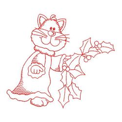 Redwork Christmas Cat 05(Md) machine embroidery designs