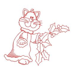 Redwork Christmas Cat 05(Sm) machine embroidery designs