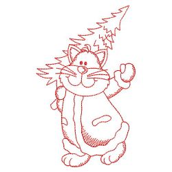 Redwork Christmas Cat 06(Md) machine embroidery designs