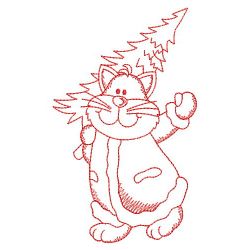 Redwork Christmas Cat 06(Sm) machine embroidery designs