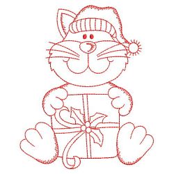 Redwork Christmas Cat 08(Md) machine embroidery designs