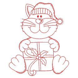 Redwork Christmas Cat 08(Md)