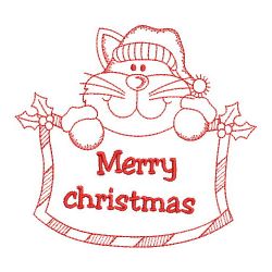 Redwork Christmas Cat 10(Sm)