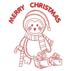 Redwork Christmas Penguin 2(Sm) machine embroidery designs