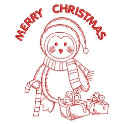 Redwork Christmas Penguin 2 01(Sm) machine embroidery designs