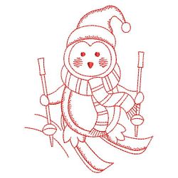 Redwork Christmas Penguin 2 02(Lg) machine embroidery designs