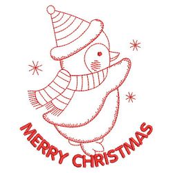 Redwork Christmas Penguin 2 03(Md) machine embroidery designs