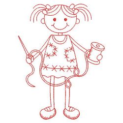 Redwork Crafty Girl 02(Lg) machine embroidery designs