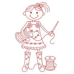 Redwork Crafty Girl 03(Sm) machine embroidery designs