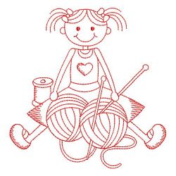 Redwork Crafty Girl 04(Md) machine embroidery designs