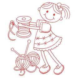 Redwork Crafty Girl 05(Sm) machine embroidery designs