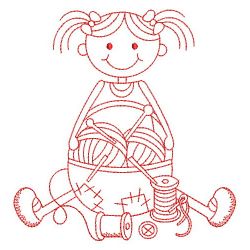 Redwork Crafty Girl 09(Md) machine embroidery designs