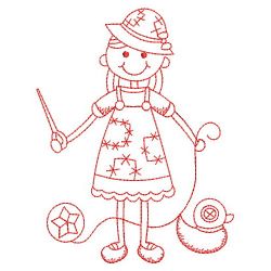 Redwork Crafty Girl 10(Lg) machine embroidery designs