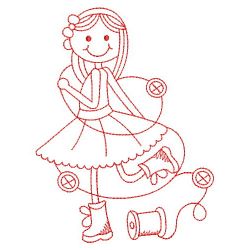 Redwork Crafty Girl 13(Sm) machine embroidery designs