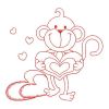 Redwork Valentine Monkey(Lg)