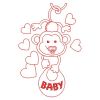 Redwork Baby Monkey(Md)