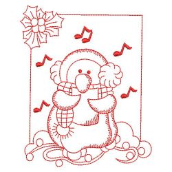 Redwork Cute Christmas Penguin 01(Md) machine embroidery designs