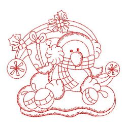 Redwork Cute Christmas Penguin 04(Md) machine embroidery designs