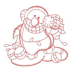 Redwork Cute Christmas Penguin 08(Lg)