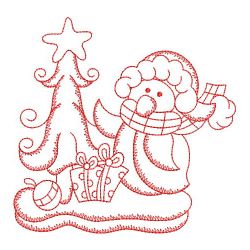 Redwork Cute Christmas Penguin 09(Md) machine embroidery designs