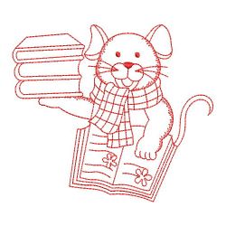 Redwork Mouse in School 10(Md) machine embroidery designs