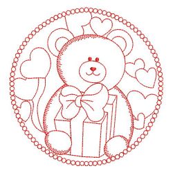 Redwork Valentine Teddy Bear 06(Sm) machine embroidery designs
