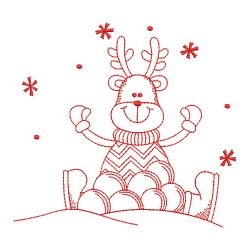 Redwork Winter Reindeer 06(Lg)