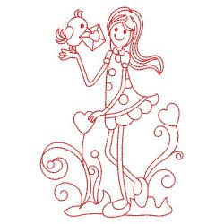 Redwork Valentine Girl 01(Sm) machine embroidery designs