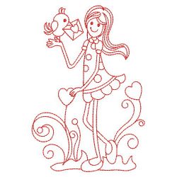 Redwork Valentine Girl 01(Md) machine embroidery designs