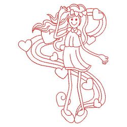 Redwork Valentine Girl 03(Lg)