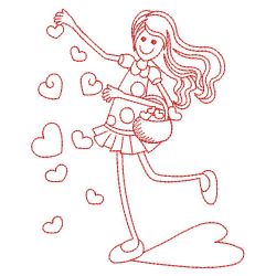 Redwork Valentine Girl 05(Lg) machine embroidery designs